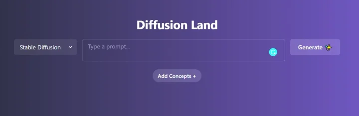 Screenshot of Diffusion Land website