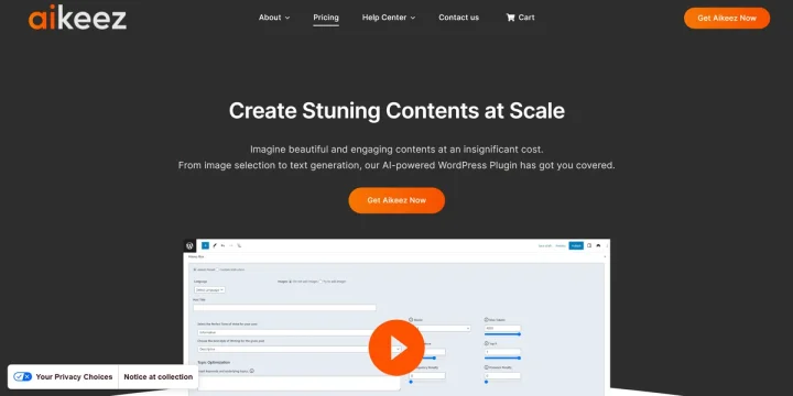 Screenshot of Aikeez website