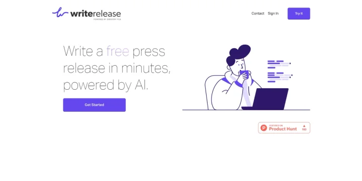 Screenshot of Writerelease website