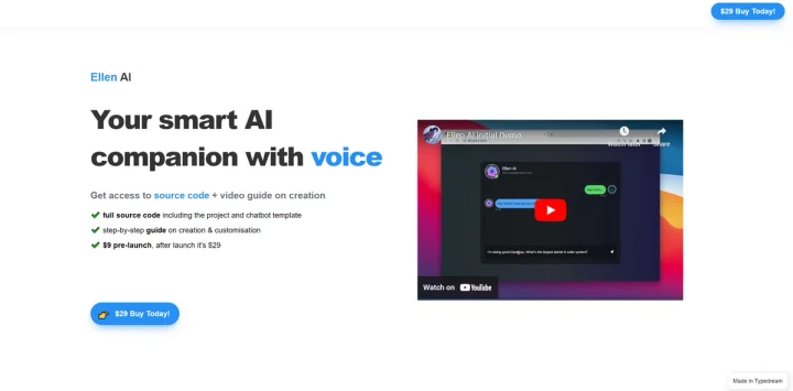 Screenshot of Ellen AI website