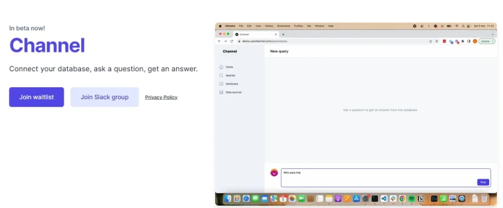 Screenshot of Channel website