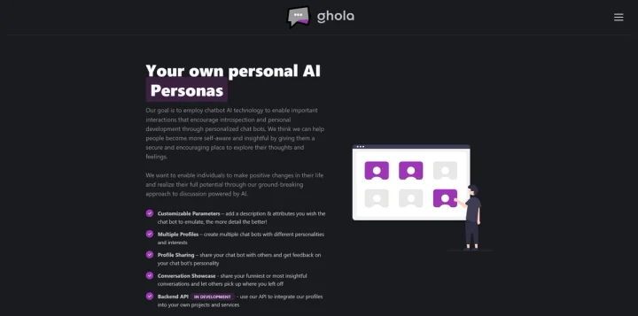 Screenshot of Ghola website