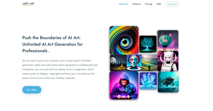 Screenshot of Artaist website
