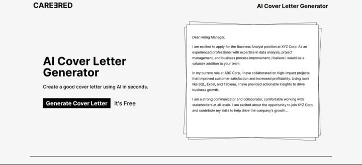 Screenshot of Careered AI website