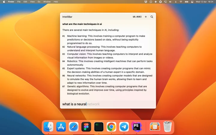 Screenshot of IntelliBar website