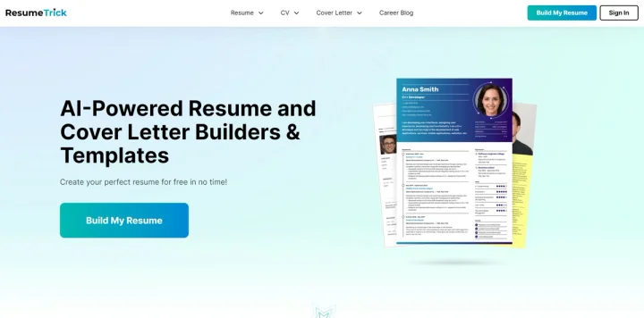 Screenshot of ResumeTrick website