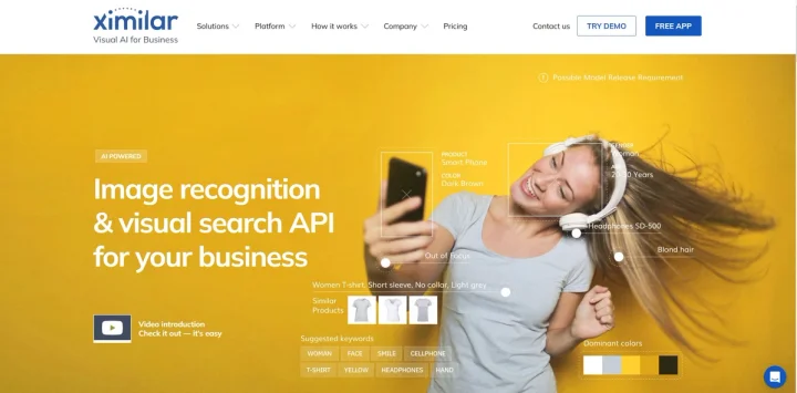 Screenshot of Ximilar website