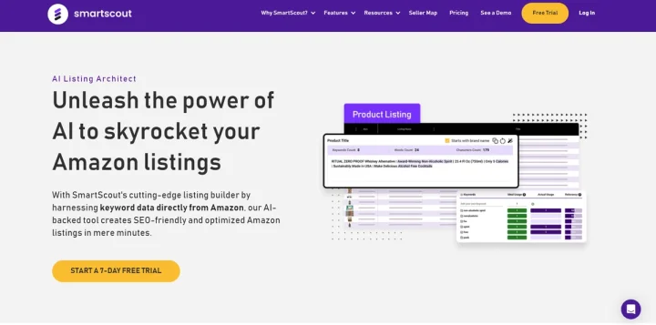 Screenshot of SmartScout website