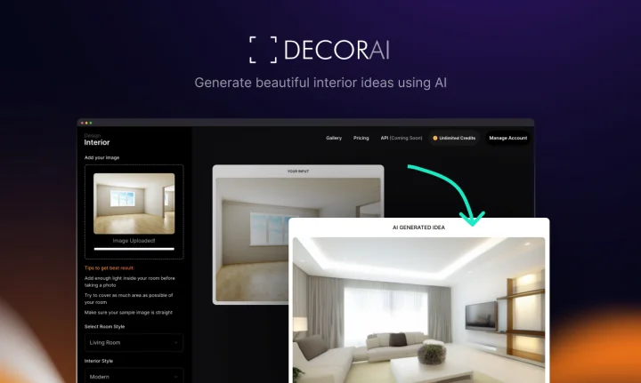 Screenshot of DecorAI website