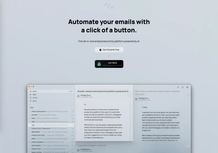 Screenshot of GhostAI website