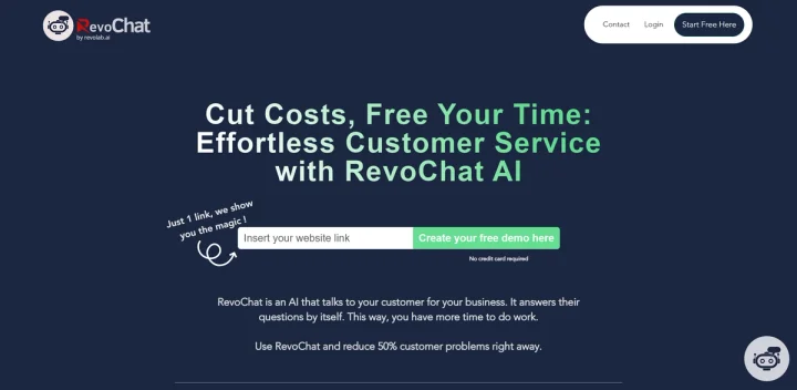 Screenshot of RevoChat website