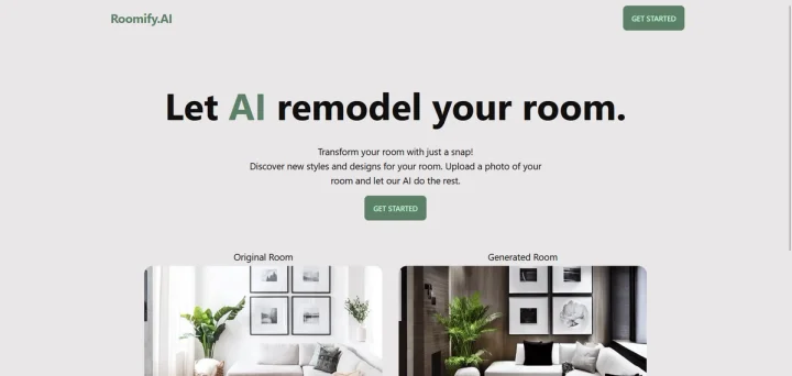 Screenshot of Roomify AI website