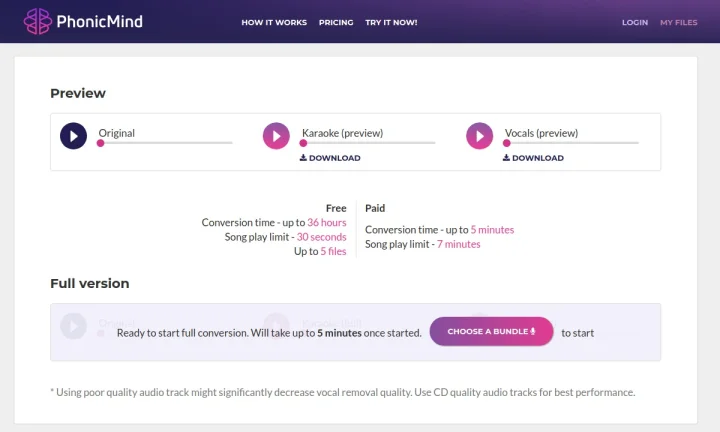 Screenshot of PhonicMind website