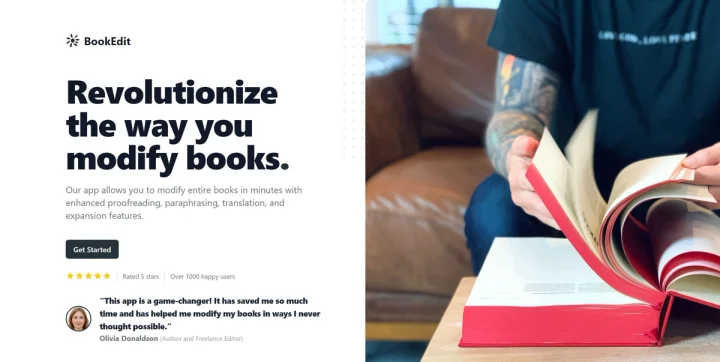 Screenshot of BookEdit website