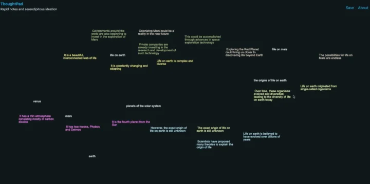 Screenshot of ThoughtPad website