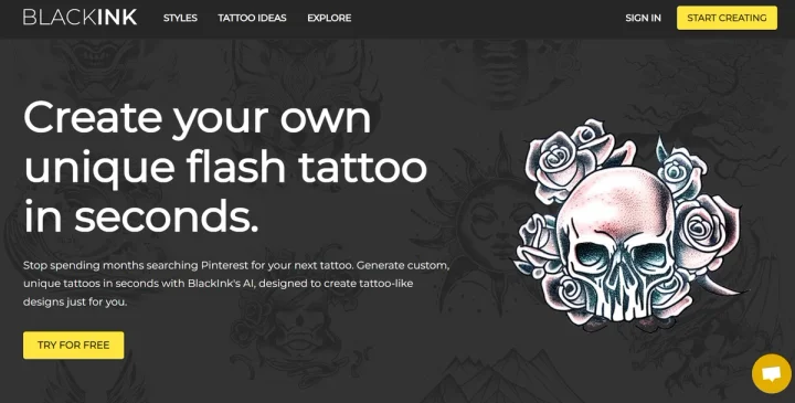 Screenshot of BlackInk website