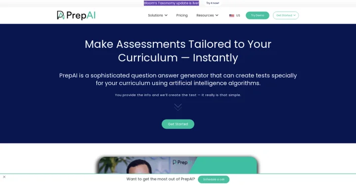 Screenshot of PrepAI website