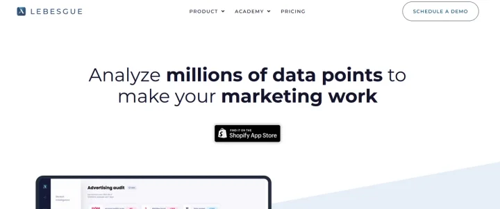 Screenshot of Lebesgue website
