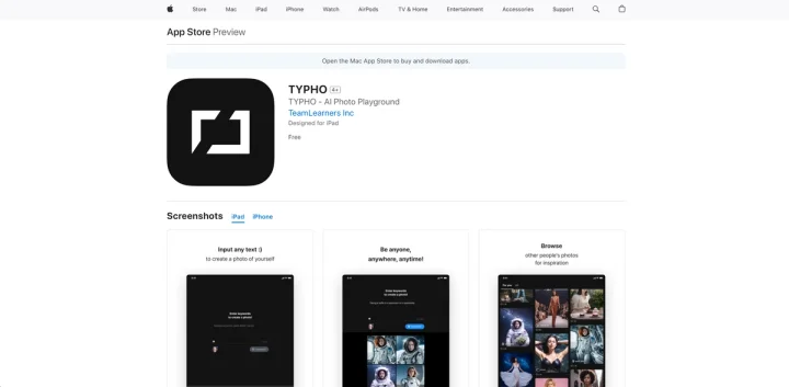 Screenshot of Typho website