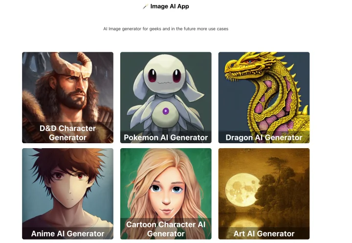 Screenshot of Image AI App website