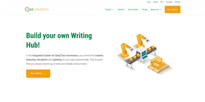 Screenshot of AX Semantics website