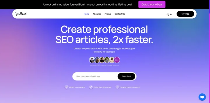 Screenshot of Trolly.ai website