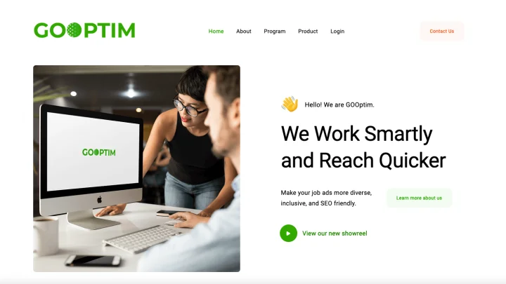 Screenshot of Gooptim website