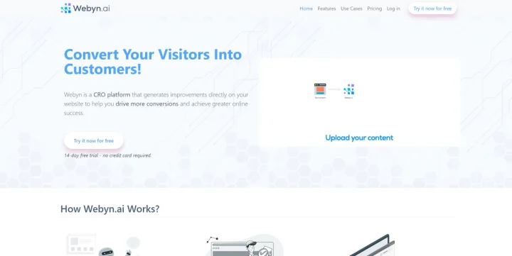 Screenshot of Webyn website