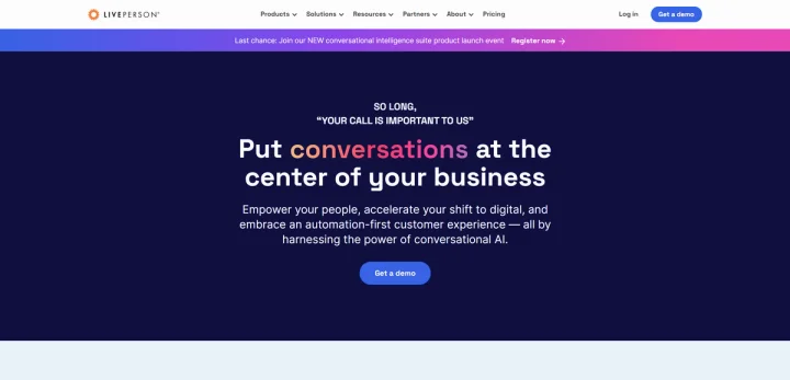 Screenshot of LivePerson website