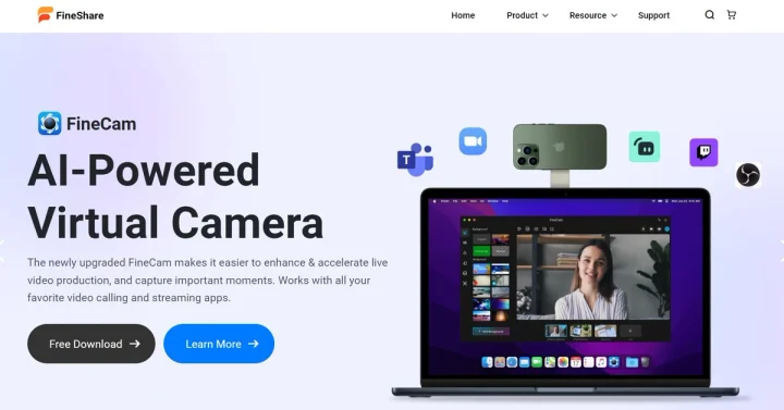 Screenshot of FineShare website