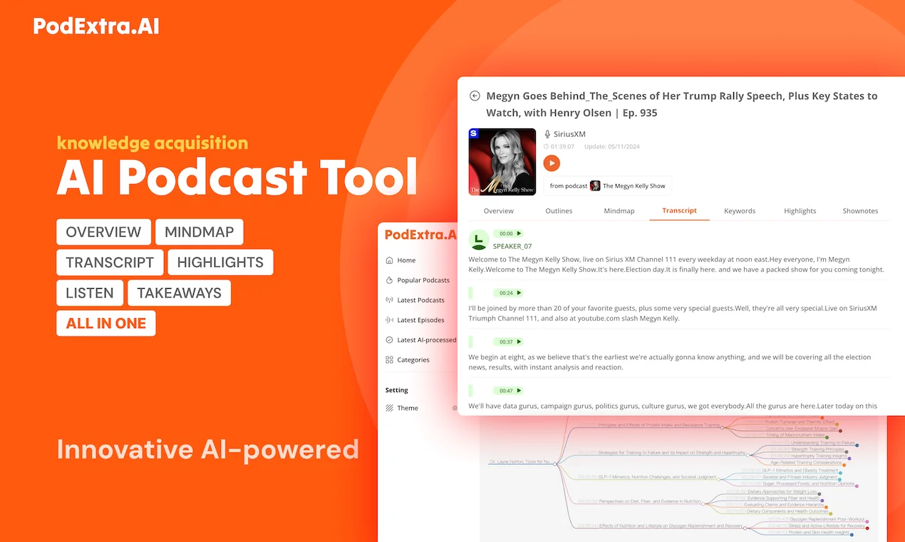 Screenshot of PodExtra AI website