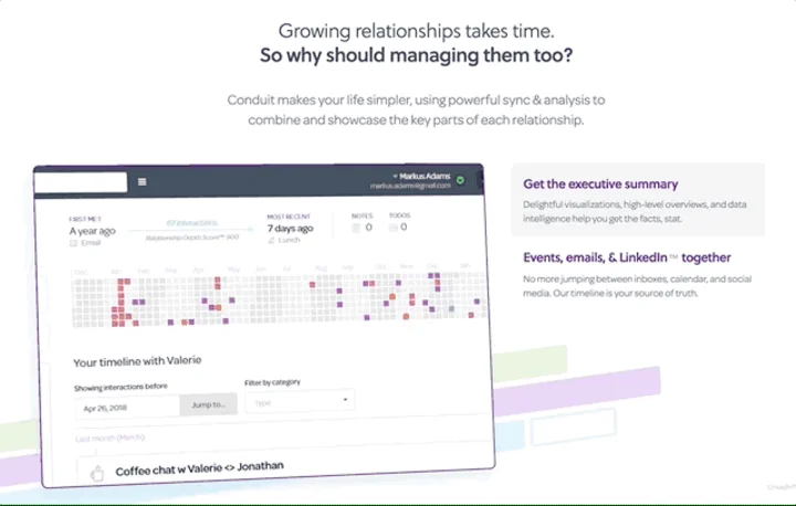 Screenshot of Conduit website