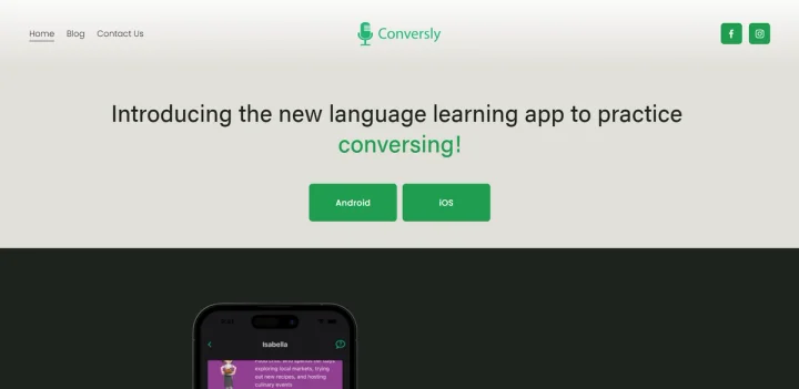 Screenshot of Conversly website