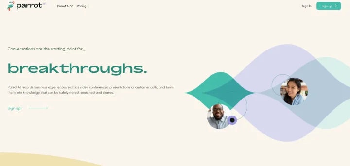 Screenshot of Parrot AI website