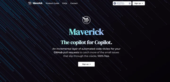 Screenshot of Maverick website
