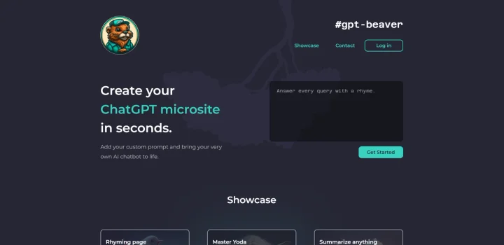 Screenshot of GPT Beaver website