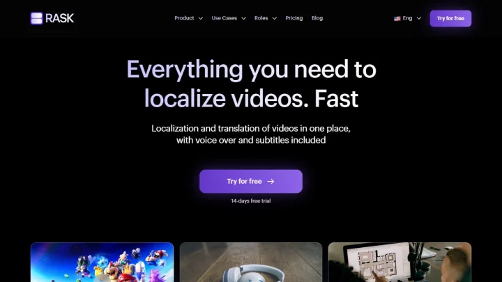 Screenshot of Rask website