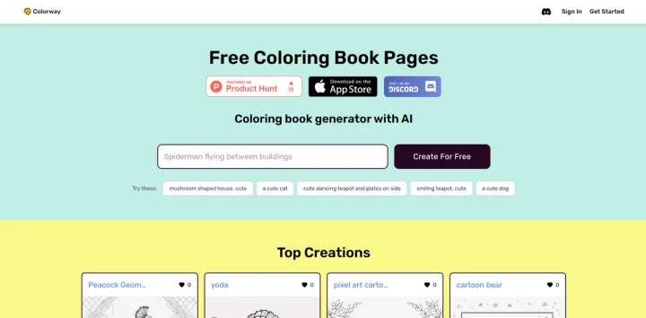 Screenshot of Colorway website