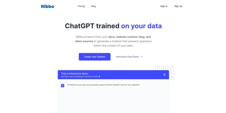 Screenshot of Ribbo website