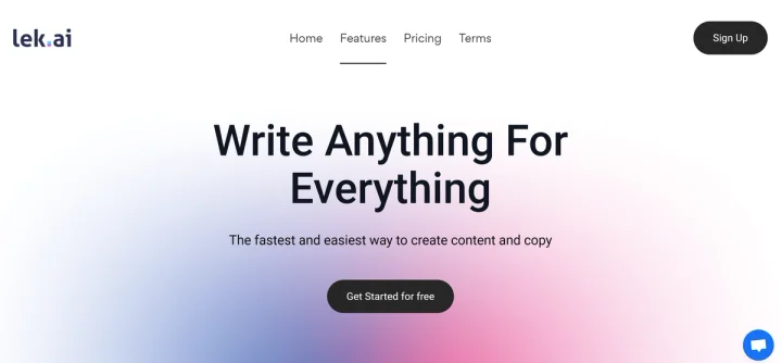 Screenshot of Lek website