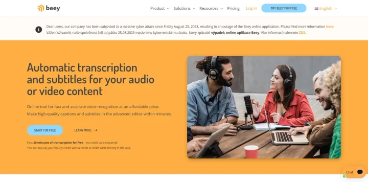 Screenshot of Beey website