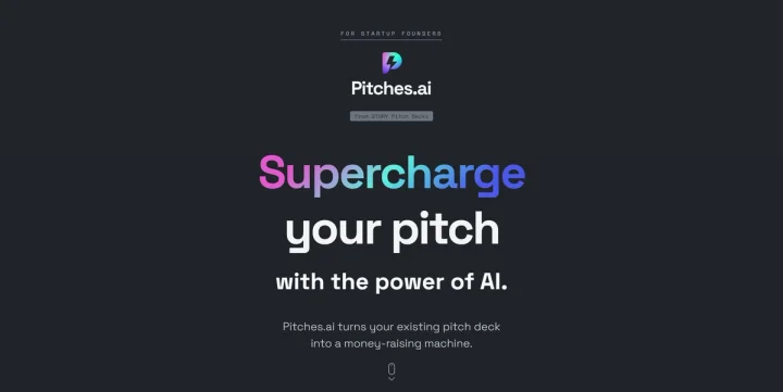 Screenshot of Pitches.ai website