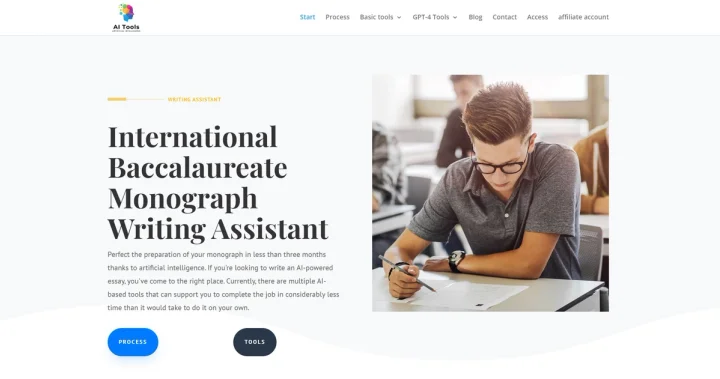 Screenshot of IB monograph Assistant website
