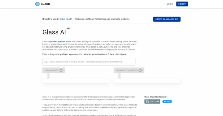 Screenshot of Glass.health website