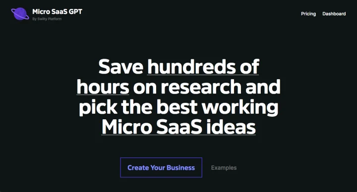 Screenshot of Micro SaaS GPT website