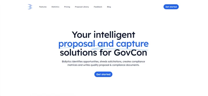 Screenshot of Bidlytics website