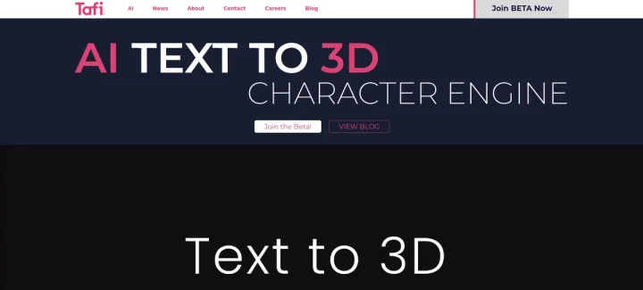 Screenshot of Tafi Avatar website