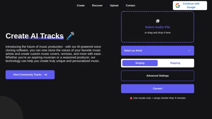 Screenshot of Musicfy website
