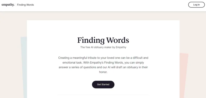 Screenshot of Finding Words website