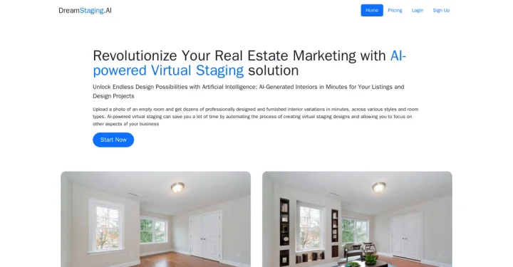 Screenshot of DreamStaging.AI website
